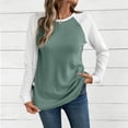 thumbnail image 6 of Tqcoqu Women's Waffle Knit Raglan Color Block Long Sleeve Tops,Crew Neck Curved Hem Casual Top,2026 Spring Fall Trendy Clothes,Green Women's S-XXL, 6 of 7