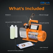 Elitech 7 CFM HVAC Vacuum Pump with External Micron Gauge, 3/4 HP Dual-Stage Rotary Vane Pump, 4 Touchscreen & App, Fast Evacuation for AC, Refrigeration, Mini Split, R12/R22/R134a/R410a- SVP-7 Pro