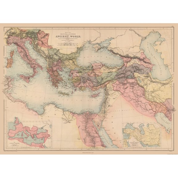 Historic Map - Ancient World - Black 1867 - 31.17 x 23 - Vintage Wall Art
