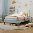 thumbnail image 3 of Twin Bed Frames with LED Light Headboard, Upholstered Twin Platform Bed Frame with Heavy Duty Supports, No Box Spring Need, Noise Free, Easy Assembly, 3 of 8