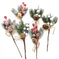 thumbnail image 3 of Rama de cono de pino, flor artificial de baya roja de Navidad, decoraciones para árboles de Navidad, embalaje de regalo ornamental, corona DIY para el hogar, 5 uds., 3 of 4
