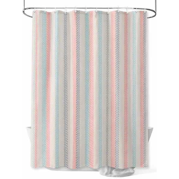 Fsddascl Pink Blue Gray Shower Curtain Set - Standard 72" x 72" Washable Bathtub Curtain with 12 Hooks, Beige Vintage Simple Abstract Stripes Waterproof Fabric Stall Shower Curtains for Bathroom