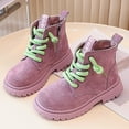 thumbnail image 2 of MEZZALL Child Girls Fashion Suede Ankle Boots With Side Zipper And Lace Up Design Autumn Winter Casual Wear Comfortable Sole Lovely Outdoor Solid Color Shoes, 2 of 7