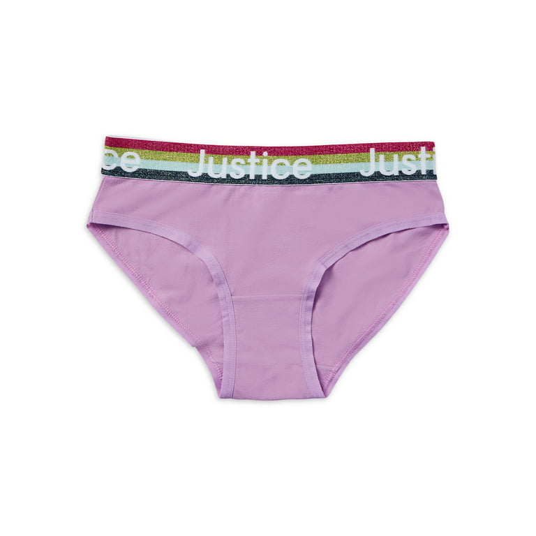 Justice Girls Oh So Soft Logo Elastic Bikini 5 pack, Sizes (6-16) 