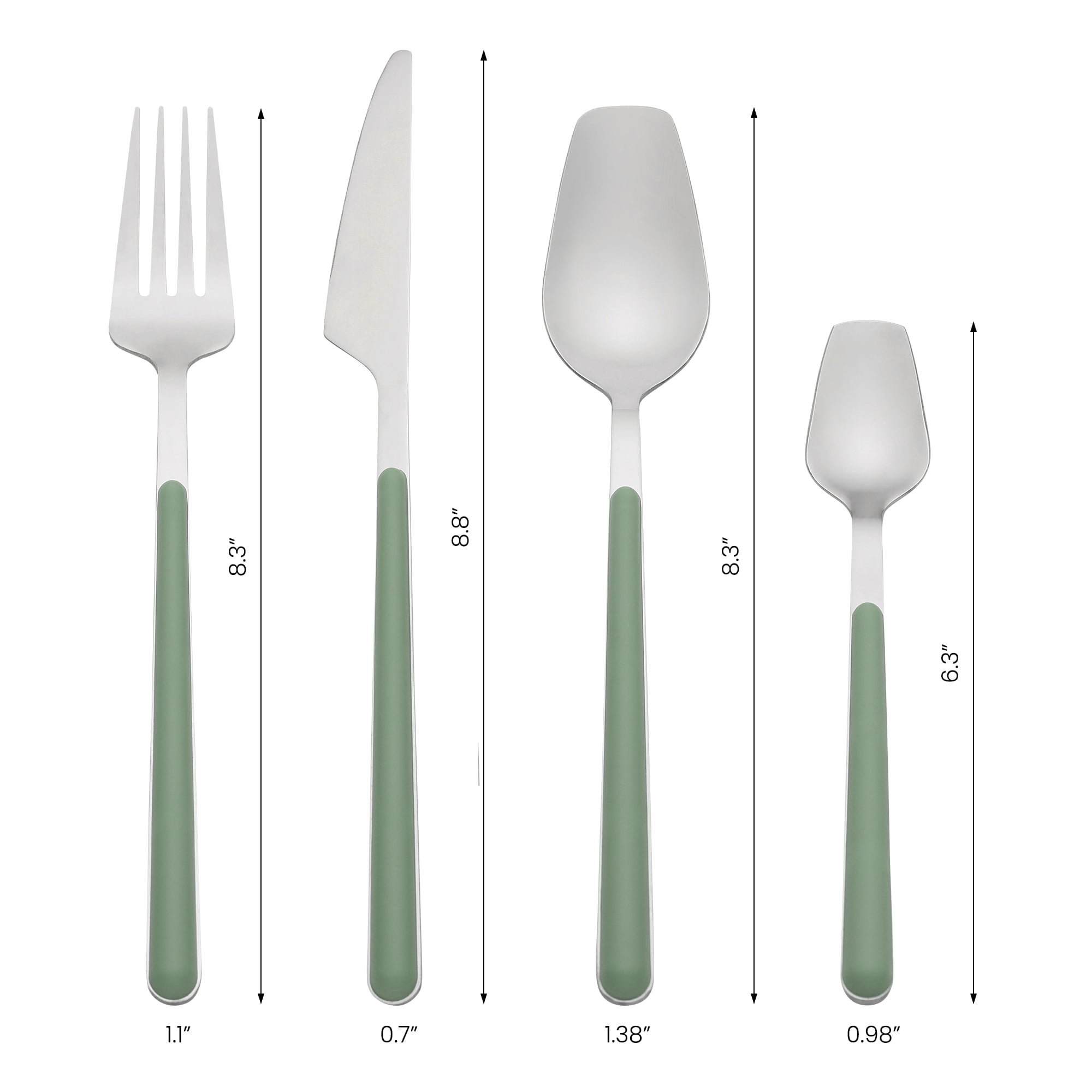 Unique Bargains 4 Piece Stainless Steel Flatware Set with Knife Spoon Fork Green 4