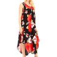 thumbnail image 4 of Sakkas Aba Women's Casual Summer Floral Print Sleeveless Loose Dress Cover-up - B-Red - One Size, 4 of 5