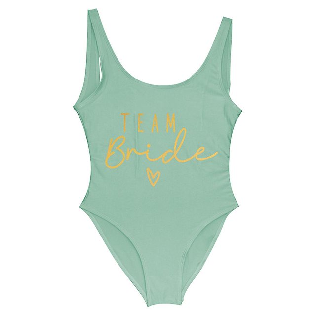 S-3xl Gold Print Team Bride One-piece Swimsuit Squad Women Swimwear Bachelorette Party Swimsuit Summer Beatchwear Bathing Suit