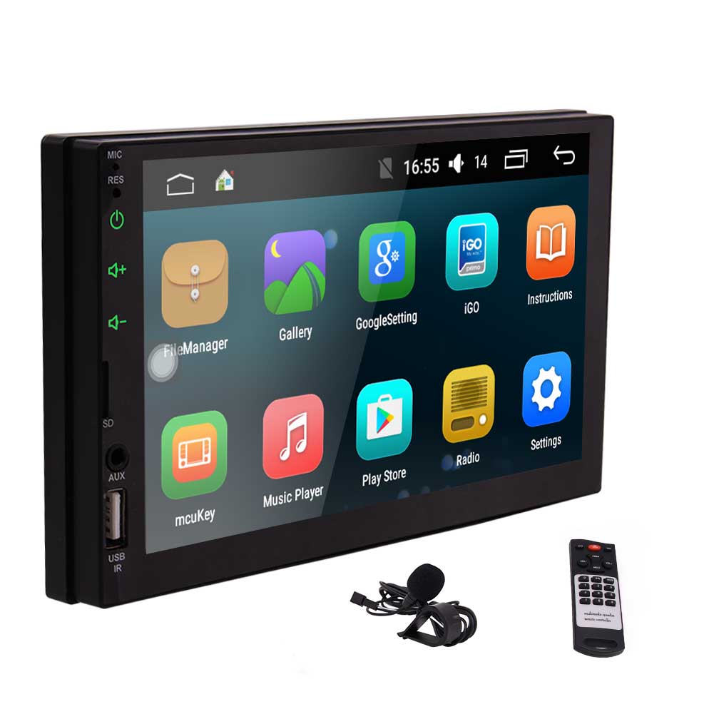 Double Din Car Stereo 7 Inch Capacitive Touch Screen in Dash Headunit MP5 Player Support USB//SD//AUX-in//FM//AV-in//GPS Navigation//Colorful Button with Free Wireless Remote Control