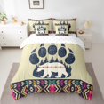 thumbnail image 2 of Feelyou Bohemian Bear Print Bedding Comforter Set 7 Pieces, Tribal Western Aztec Full Bedding Set, Vintage Mandala Theme Reversible Fitted Sheet Flat Sheet, Lightweight Room Decor, 2 of 8