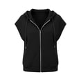thumbnail image 7 of Kilaqueen Women's Short Sleeve Zip Up Hoodie, Lightweight Drawstring Hooded Sweatshirt Top with Pockets for Casual Summer Layering, 7 of 7