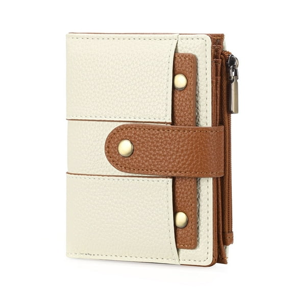 GOIACII Small Women's Wallet Ladies Credit Card Holder with 4 ID Windows & Zip Coin Pocket RFID Blocking Leather