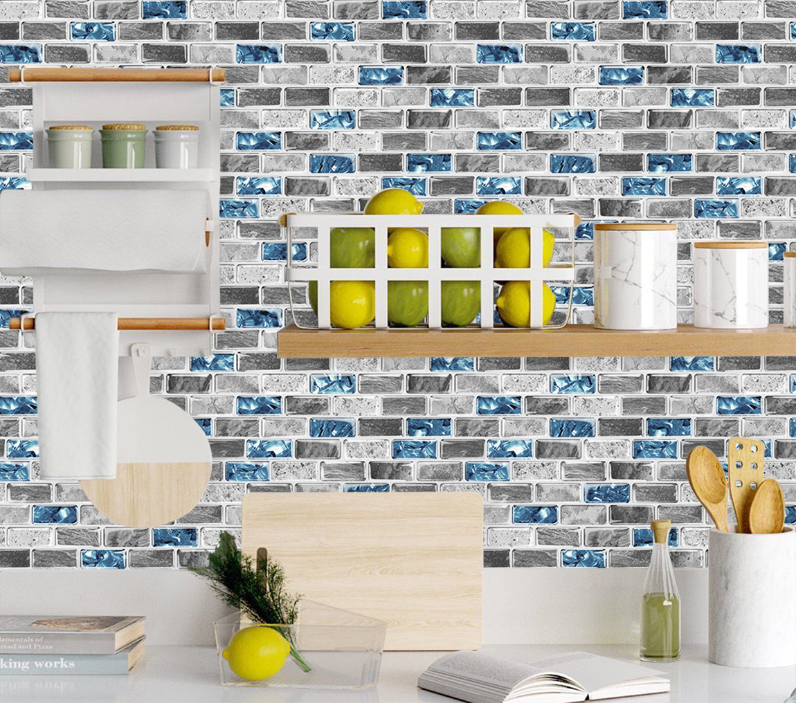 clevermosaics 12" x 12" Peel and Stick Vinyl Backsplash Tiles for Kitchen and Bathroom, 10 Sheets