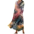 thumbnail image 2 of Qiopertar Robes d'Été pour Femmes Imprimé Manches Longues Col Rond Robes avec Poche Liquidation Moins de 5$ en Liquidation Offres d'Accès Anticipé, 2 of 5
