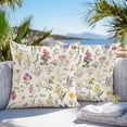 thumbnail image 4 of Wildflowers Outdoor Pillow Covers Pack of 2 Vintage Floral Linen Texture Waterproof Throw Pillow Covers Decorative Cushion Cases for Patio Garden Tent Balcony Couch 26x26 inch, 4 of 8