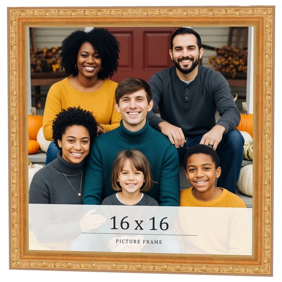 16x16 Frame Gold Solid Wood Picture Frame Width 1.125 Inches | Interior Frame Depth 0.375 Inches |
