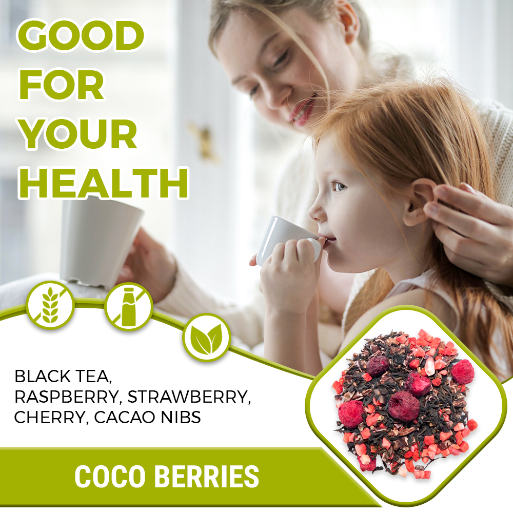 Cups of Me Berries Black Tea, Hibiscus, Cherry, Raspberry Fruity Loose leaf Tea, Herbal Tea, 2.85 oz