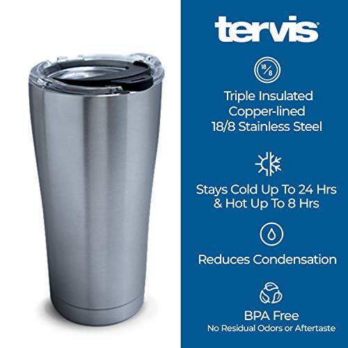 Tervis 1318737 Ivory Ella Silver Mosiac Print Stainless Steel Insulated Tumbler with Lid 20 oz