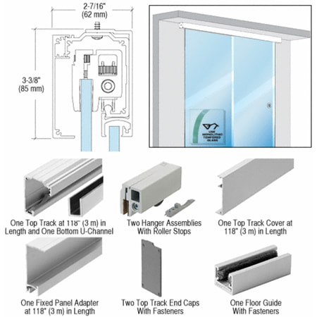 Crl280 Series Brushed Stainless Anodized Single Sliding Door With Crl280 Series Brushed Stainless Anodized Single Sliding Door With Fixed Panel Wall Or Ceiling Mount Installation
