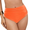 thumbnail image 4 of Xudanell Women High Rise Sexy Bikini Bottoms - Moderate Coverage Bathing Suit Bottoms High Waisted Swimsuit Brief (Orange,XXL), 4 of 9