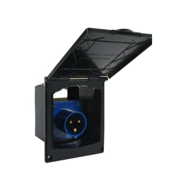 BIBABLYKE 220V-240V 16A 23A RVs Power Outlet Box, Enclosed Lockable WeatherproofOutdoor Electrical Receptacle Panel