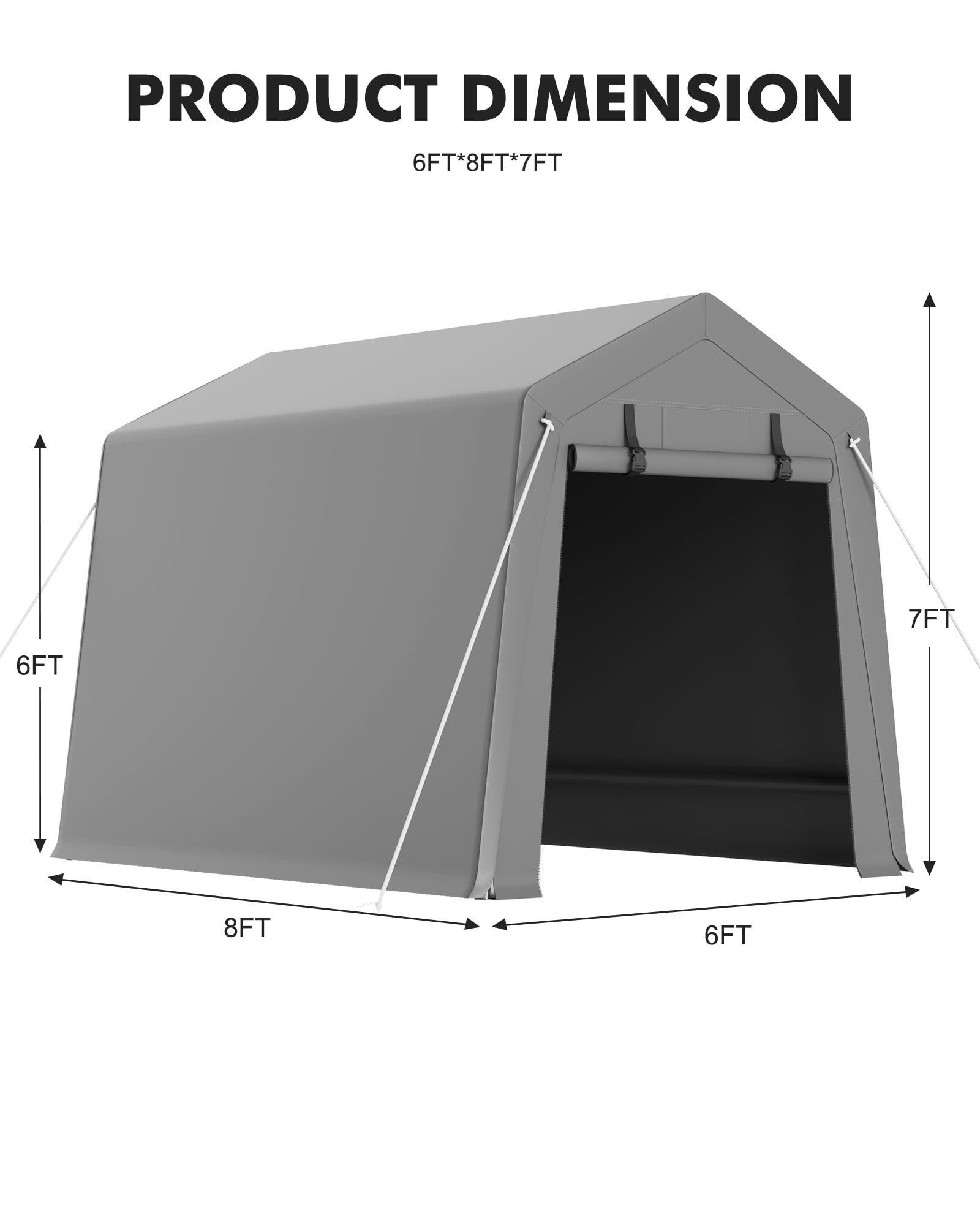 2025 New Carport Storage Shed, Portable Garage with Roll-Up Zipper Door, Heavy Duty Waterproof Tarp, Storage for Motorcycle, Bike, Firewood, Garden Tools