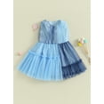 thumbnail image 3 of Suealasg Toddle Girls Beach Dress Sleeveless Sling Crew Neck Dress Kids Girls Summer Contrast Color Tulle Party Skirt, 3 of 9