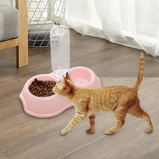 dobles para perros y gatos, dispensador de agua inferior antideslizante, comedero para mascotas, juego de tazones de agua y comida para beber, Rosa Fernando Dispensador de cuencos para mascotas