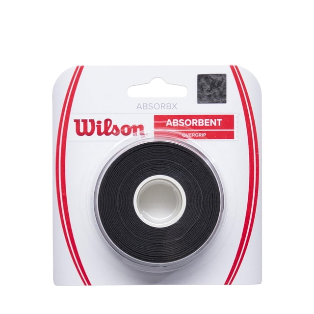 Tennis Overgrip Wilson AbsorbX, paquete de 3, color negro