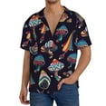 thumbnail image 3 of KLL Mushroom Doodle Print Men's Shirt Short Sleeve Button Down Summer Cuba Beach Shirts- XX-Large, 3 of 7