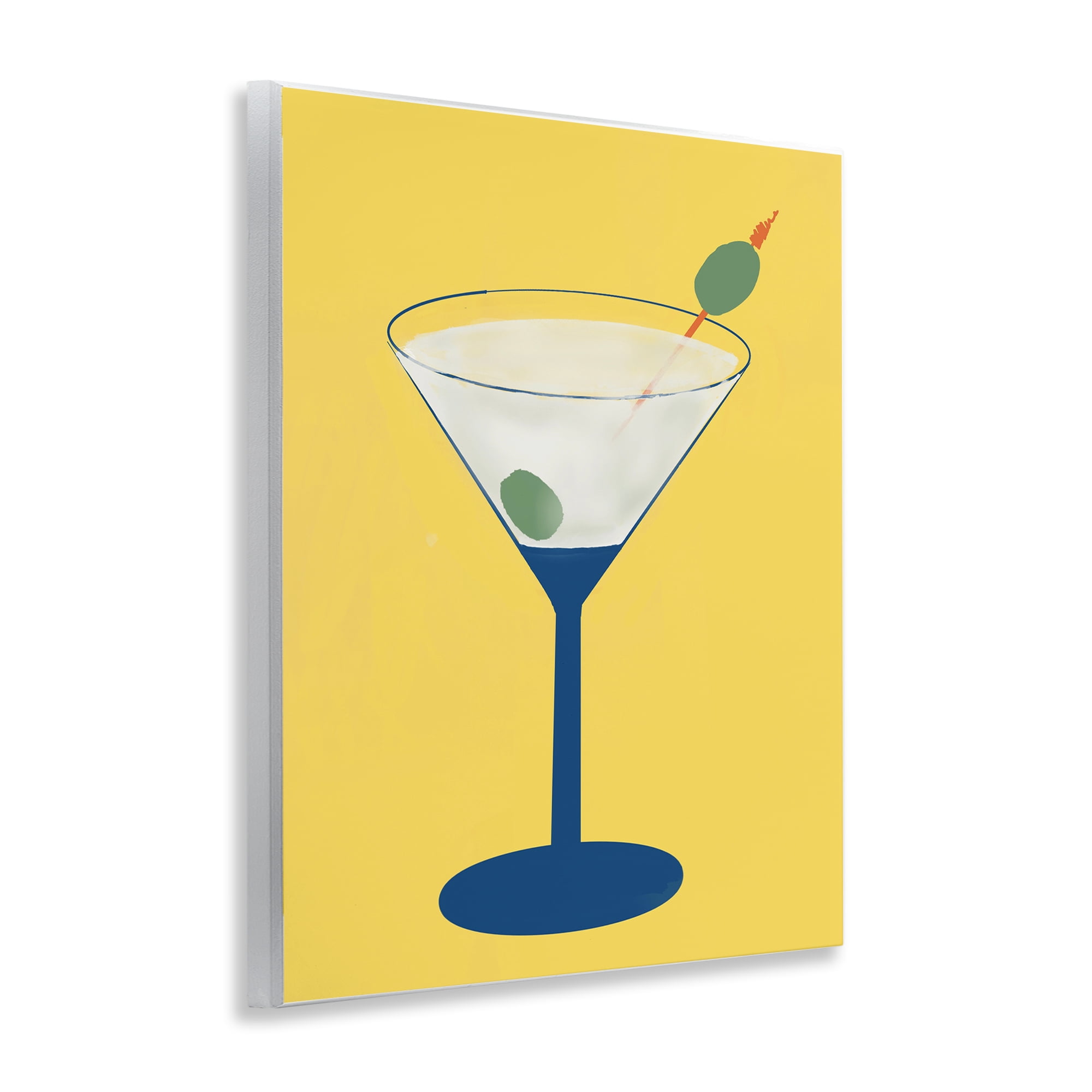 Stupell Industries Martini Glass over Yellow Wall Plaque Art, design by Robin Maria
