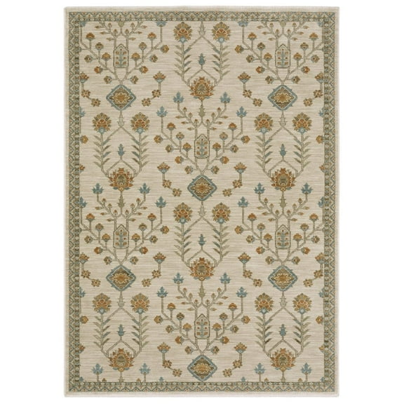 Oriental Weavers Maeve Area Rug - MAE07 - 9'10" x 12'10" - in Beige/ Rust - Vintage Inspired, Stain Resistant, Family and Pet Friendly , Family, Dining, Living Room Rug