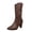 Brown, variant on Viluyesy Womens Mid Calf Western Boots Studded Chunky Heel Pointed Toe Faux Leather Buckle Strappy Dressy Casual Everyday Footwear Brown Size 7