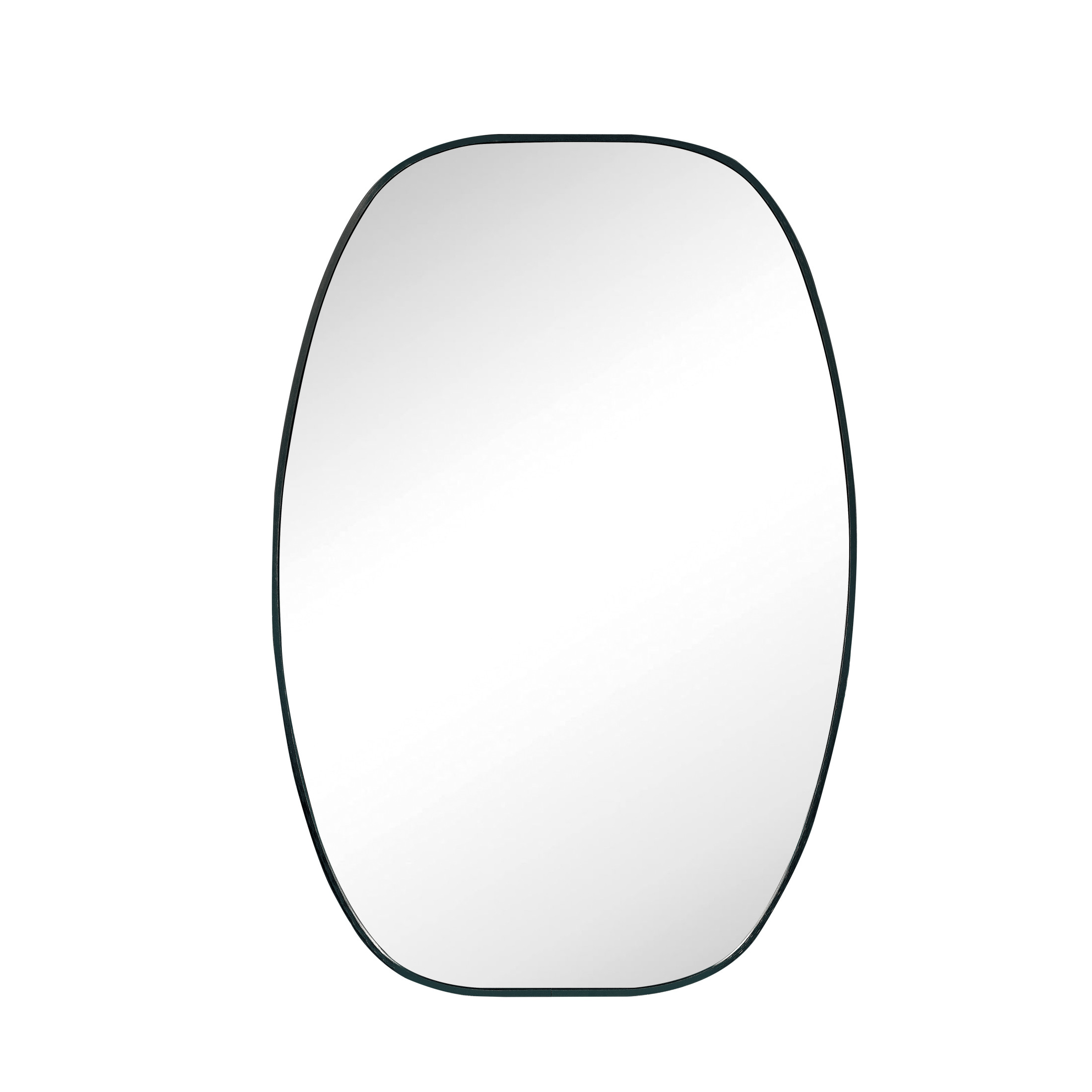Noble House 24"x36" Unique Metal Framed Oval Wall Mirror, Modern Oblong Vanity Mirror for Bathroom & Entryway, Black