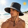 thumbnail image 2 of Boonie Sun Hat for Big Heads, Washed Wide Brim Hiking Hat with Chin Strap, UPF50+ Cooling Sai Fishing Hat, 2 of 6