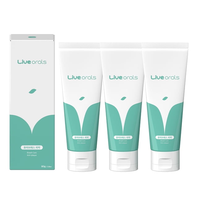 Pasta dental LiveOrals PureBreath 80 g, pack de 3, menta