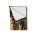 thumbnail image 2 of Fountain Soft Flannel Fleece Blanket, Garden of a Dreamy Castle with Ivy Roses on Stone Walls and Streaming Fount, Cozy Plush for Indoor and Outdoor Use, 50" x 70", Fawn Multicolor, by Ambesonne, 2 of 6