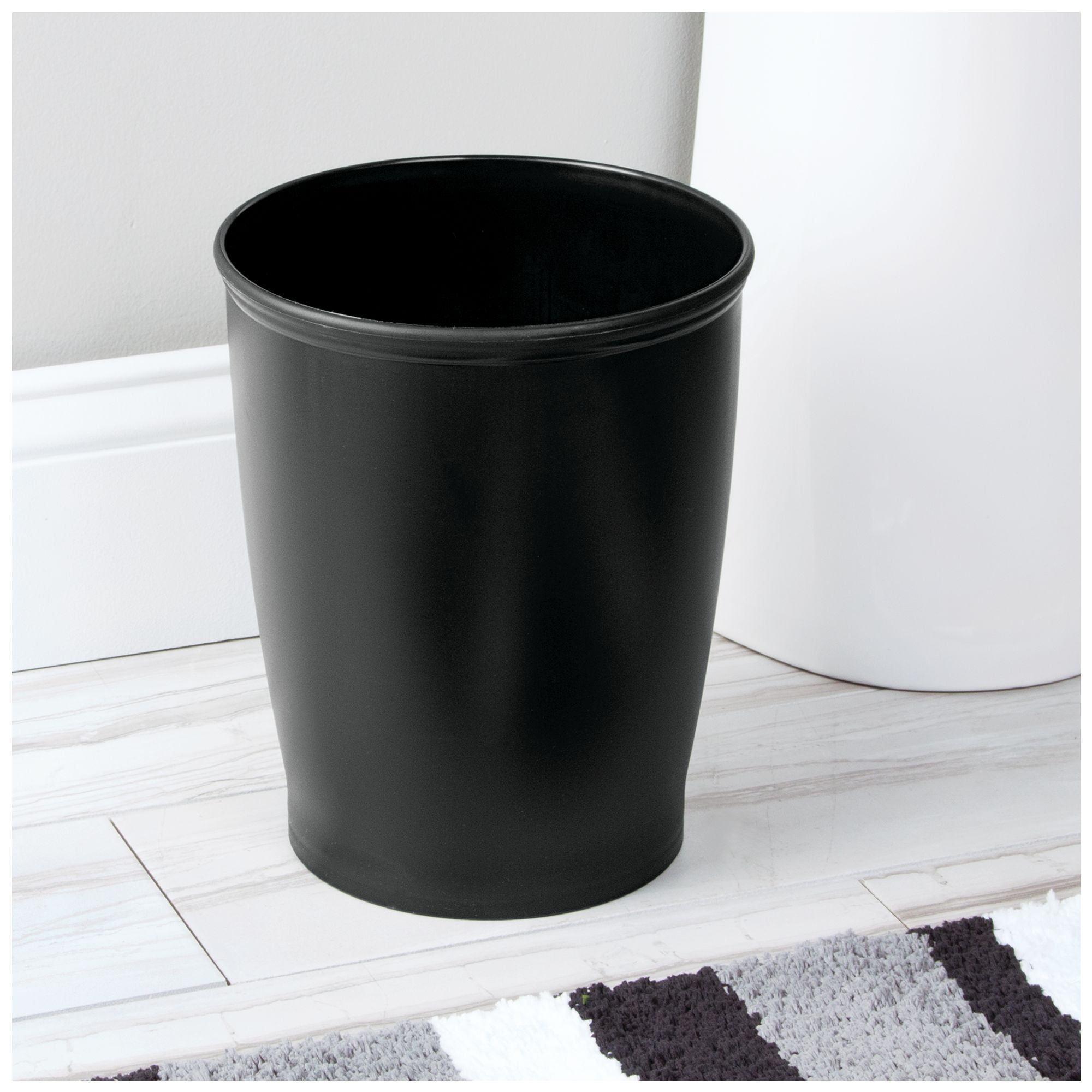 InterDesign Kent Wastebasket Trash Can, Black