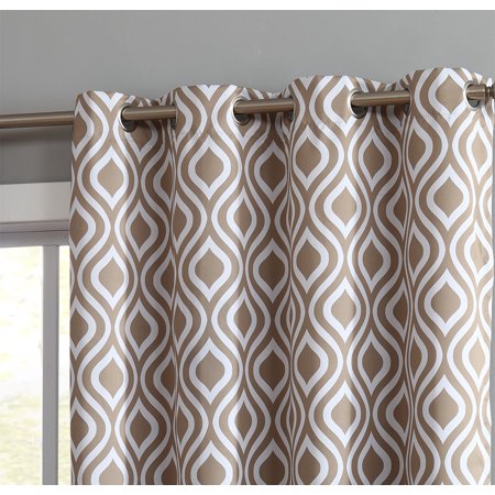 Privacy Drapes HLC.ME OGEE Trellis Print Blackout Thermal Grommet Top Curtain Panels Window - 99% Light Blocking - Privacy & Room Darkening - Pair ()