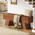 thumbnail image 4 of Finmind 47-Inch Solid Wood Shoe Bench for Entryway, Indoor End of Bed Bench, Farmhouse Long Entry Seat for Living Room, Bedroom, Hallway, Walnut, 4 of 7