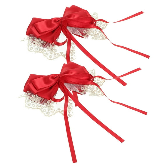 PAMINGONO 2Pcs Red Bow Tie Clip for Women's Hair Jewelry in Various Hairstyles