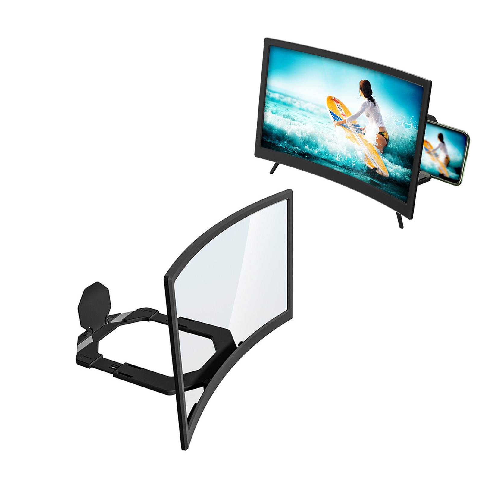 Curved Phone Screen Expander Eye Care Technology Stable Anti Slip Stand Portable Multiple Scenario Entertainment