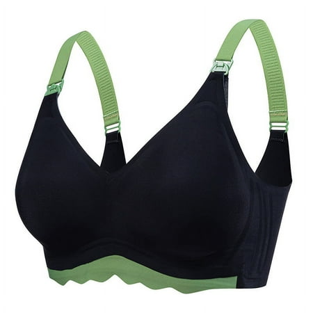 Gnurob Women Nursing Bras for Breastfeeding Seamless Maternity Bra Wireless Pregnancy Bralette Sleep No Underwire Padded Bralettes Clearance Deals Black Large