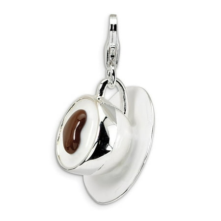 Cappuccino Jewelry - Roy Rose Jewelry Sterling Silver Amore la Vita 3-D Enameled Cappuccino w/Lobster Clasp Charm