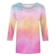 thumbnail image 5 of CYMMPU Blouses for Women Dressy Casual Crew Neck 3/4 Sleeve Tunic Tops Spring Tops Summer Trendy Shirts Loose Fit Flower Printed Lightweight Basic Tees Multicolor S, 5 of 5