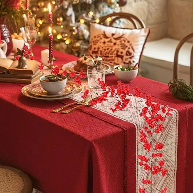 Lierre Rouge de Noël, Branches Simulées, Baies Toute l'Année, Verdure Réaliste, pour Décoration Intérieure, Accent Saisonnier, Plastique Durable, Utilisation Intérieure, Plantes Festives, Décoration de Noël, Vacances, Ihhxbz