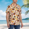 thumbnail image 3 of Bingfone Men's Short Sleeve Button Down Shirts Hawaiian turkey hat Pumpkin Printed Beach Shirt, 3 of 7