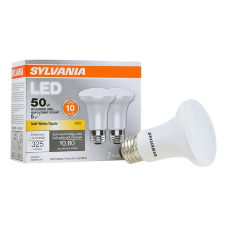 Sylvania LED Light Bulb, 50W Equivalent, R20 Dimmable Flood, Soft White, (Best Dimmable Cfl Flood Lights)