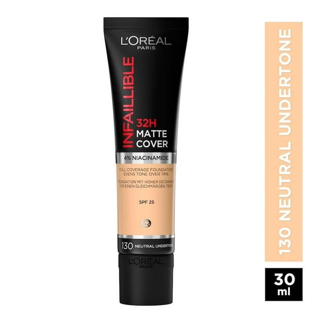 Base de maquillaje líquido L'Oréal Infallible 32h matte cover 130 neutral undertone 30 ml