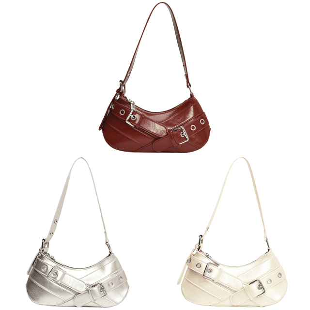 Bolso Hombro Mujer Cuero PU Punk Y2K Bandolera Vintage () Rojo