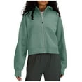 thumbnail image 4 of QUYUON Crop Sweatshirts for Women Lightweight Long Sleeve Cropped Zip up Hoodie with Pockets Drawstring Full Zip Thin Hooded Jackets Women's Casual Workout Long Sleeve Crop Tops Green XL, 4 of 7